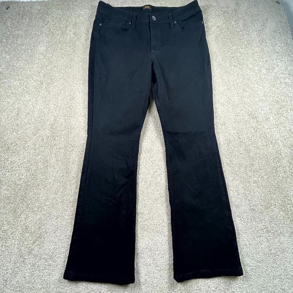 Lee Legendary Bootcut Jeans Womens 12 Short Black Denim Cotton Stretch Mid Rise